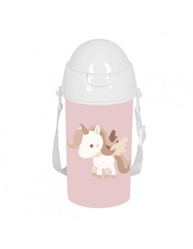 Safta Unicornio Botella de 500ml - PVC sin BPA - Pajita Interior - 73x73x195mm - Color Rosa