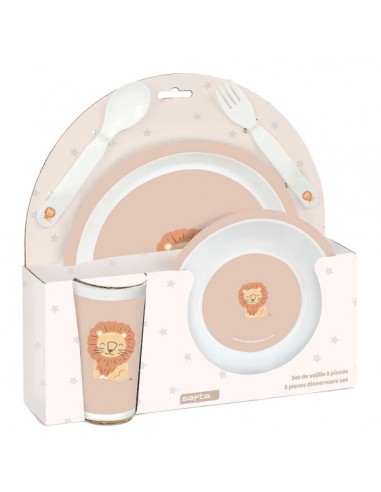 Safta Leon Set de Menaje Infantil - PVC sin BPA - 260x90x260mm - Color Beige