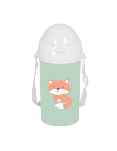 Safta Zorrito Botella de 500ml - PVC sin BPA - Pajita Interior - 73x73x195mm - Color Verde