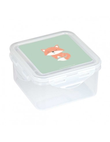 Safta Zorrito Fiambrera de 1.27L - PVC sin BPA - Cierre Hermetico a Presion - 130x130x75mm - Color Transparente