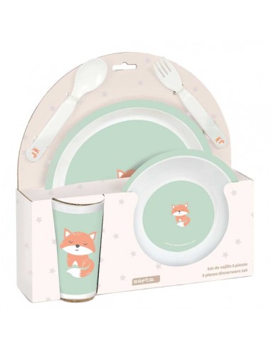 Safta Zorrito Set de Menaje Infantil - PVC sin BPA - 260x90x260mm - Color Menta