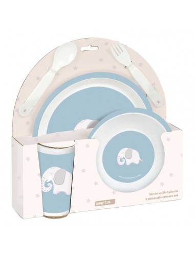 Safta Elefante Set de Menaje Infantil - PVC sin BPA - 260x90x260mm - Color Azul