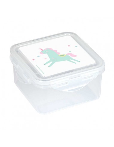 Safta Unicornio Fiambrera de 1.27L - PVC sin BPA - Cierre Hermetico a Presion - 130x130x75mm - Color Transparente