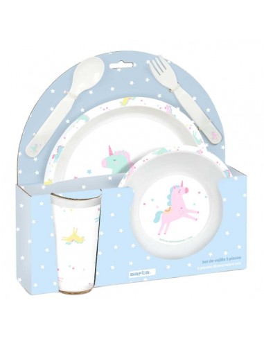 Safta Unicornio Set de Menaje Infantil - PVC sin BPA - 260x90x260mm - Color Azul