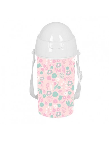 Safta Mariposa Botella de 500ml - PVC sin BPA - Pajita Interior - 73x73x195mm - Color Rosa Pastel