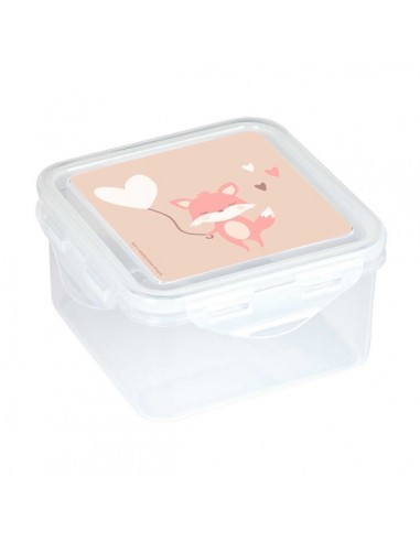 Safta Flores Fiambrera de 1.27L - PVC sin BPA - Cierre Hermetico a Presion - 130x130x75mm - Color Transparente