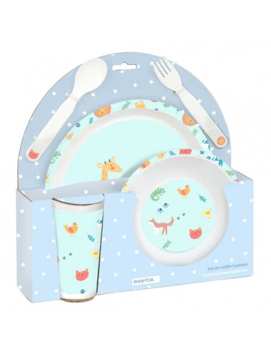 Safta Pandi Set de Menaje Infantil - PVC sin BPA - 260x90x260mm - Color Azul Claro