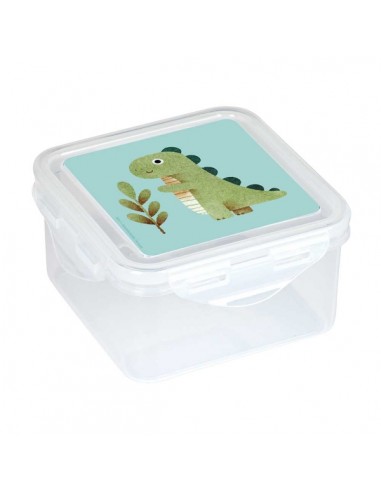 Safta Dinos Fiambrera de 1.27L - PVC sin BPA - Cierre Hermetico a Presion - 130x130x75mm - Color Transparente