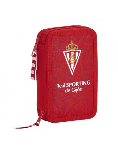 Safta Real Sporting de Gijon Corporativa Plumier de 2 Pisos - 28 Piezas - 1L - Goma - Lapiz - Boligrafo - Sacapuntas - 10