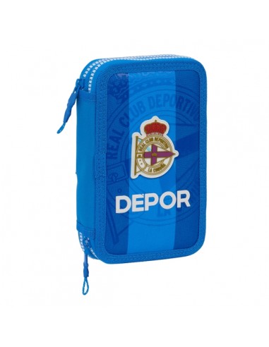 Safta Real Deportivo de la CoruÃ±a Plumier de 2 Pisos - 28 Piezas - 1L - Goma - Lapiz - Boligrafo - Sacapuntas - 10 Colores