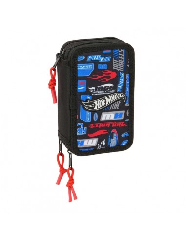 Safta Hot Wheels Plumier de 3 Pisos - 37 Piezas - 1.3L - Goma - Lapiz - Boligrafos - Sacapuntas - Reglas - 16 Colores - 14