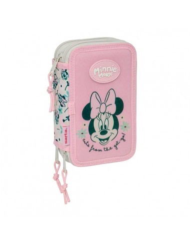 Safta Minnie Mouse Minty Plumier de 3 Pisos - 37 Piezas - 1.3L - Goma - Lapiz - Boligrafos - Sacapuntas - Reglas - 16 Colores