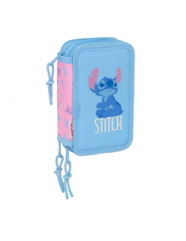 Safta Stitch Bright Plumier de 3 Pisos - 37 Piezas - 1.3L - Goma - Lapiz - Boligrafos - Sacapuntas - Reglas - 16 Colores - 14