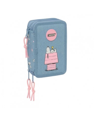Safta Snoopy Plumier de 3 Pisos - 37 Piezas - 1.3L - Goma - Lapiz - Boligrafos - Sacapuntas - Reglas - 16 Colores - 14