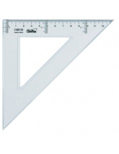 Safta Cristal Escuadra de 20cm - Plastico Transparente - Graduacion Impresa - Biselada - Color Transparente