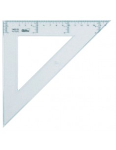 Safta Cristal Escuadra de 25cm - Poliestileno - Graduacion Impresa - Biselada - Color Transparente