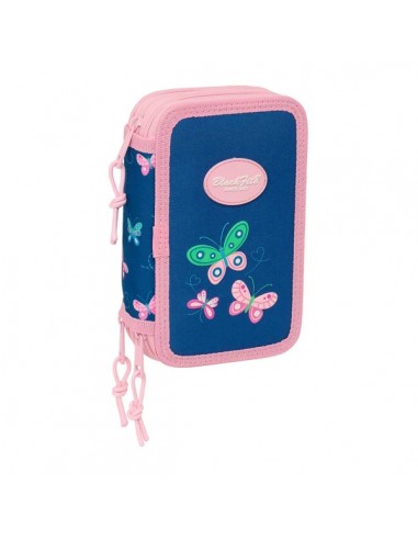 Safta Blackfit8 Mariposas Plumier de 3 Pisos - 37 Piezas - 1.3L - Goma - Lapiz - Boligrafos - Sacapuntas - Reglas - 16