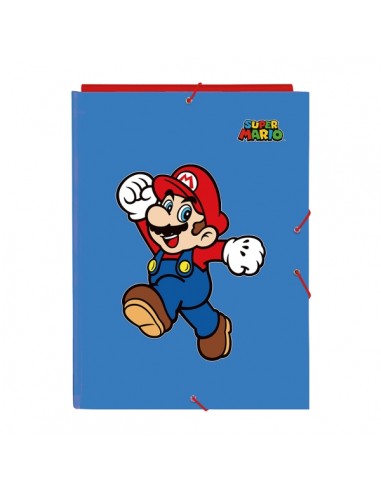 Safta Super Mario World Carpeta con 3 Solapas - Tapas Duras Forradas - Formato Folio - Cierre con Gomas - Resistente y