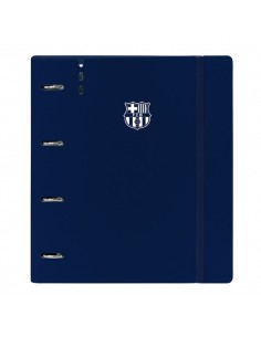 Safta F.C.Barcelona Carpeta con 4 Anillas 35mm - Tapas de PP Foam - Cierre Elastico - Recambio 100 Hojas - Ranura para