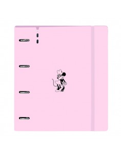 Safta Minnie Mouse Naive Carpeta con 4 Anillas 35mm - Cierre Elastico - Recambio 100 Hojas de 90g m2 - Cuadriculas 5x5mm -