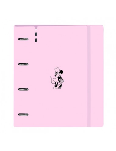 Safta Minnie Mouse Naive Carpeta con 4 Anillas 35mm - Cierre Elastico - Recambio 100 Hojas de 90g m2 - Cuadriculas 5x5mm -