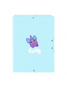 Safta Furby Carpeta con 3 Solapas - Tapas Duras Forradas - Formato Folio - Cierre con Gomas - 260x25x335mm - Color Azul Claro