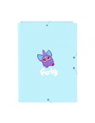 Safta Furby Carpeta con 3 Solapas - Tapas Duras Forradas - Formato Folio - Cierre con Gomas - 260x25x335mm - Color Azul Claro