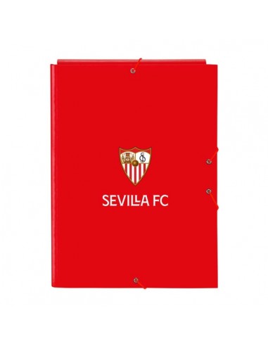 Safta Sevilla FC Carpeta con 3 Solapas - Tapas Duras Forradas - Formato Folio - Cierre con Gomas - 260x25x335mm - Color Rojo