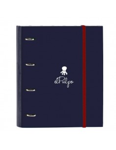 Safta el Pulpo Carpeta con 4 Anillas 35mm - Tapas Duras Forradas - Recambio 100 Hojas - Cuadriculas 5x5mm - Cierre Elastico -