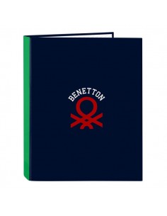 Safta Benetton Together Carpeta con 4 Anillas 25mm - Tapas Duras Forradas - Formato Folio - Resistente - 265x40x330mm - Color