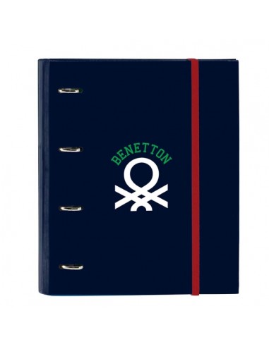 Safta Benetton Together Carpeta con 4 Anillas 35mm - Tapas Duras Forradas - Recambio 100 Hojas - Cuadriculas 5x5mm - Cierre