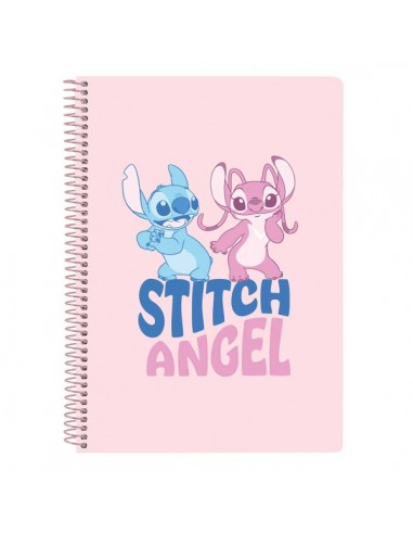 Safta Stitch Ohana Libreta con Espiral - Formato Cuarto - 80 Hojas de Papel 80g m2 - Cuadriculas 4x4mm - Tapas Duras