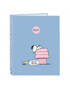 Safta Snoopy Carpeta con 4 Anillas 25mm - Tapas Duras Forradas - Formato Folio - Resistente y Protectora - 265x40x330mm -