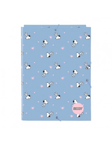 Safta Snoopy Carpeta con 3 Solapas - Tapas Duras Forradas - Formato Folio - Cierre con Gomas - 260x25x335mm - Color Azul