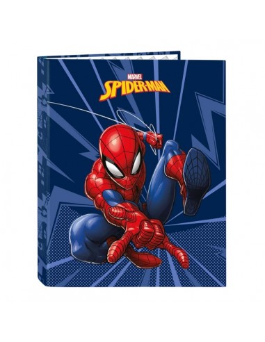 Safta Spider-Man Carpeta con 4 Anillas 25mm - Tapas Duras Forradas - Formato Folio - 265x40x330mm - Color Azul Marino