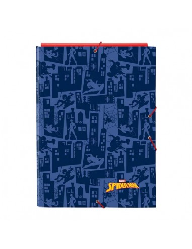 Safta Spider-Man Carpeta con 3 Solapas - Tapas Duras Forradas - Formato Folio - Cierre con Gomas - 260x25x335mm - Color Azul