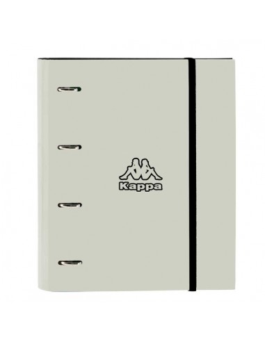 Safta Kappa Grey Carpeta con 4 Anillas 35mm - Tapas Duras Forradas - Recambio 100 Hojas 80g m2 - Cierre Elastico - Incluye