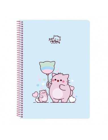 Safta Pembe The Pink Cat Libreta con Espiral - Formato Cuarto - 80 Hojas de Papel 80g m2 - Cuadriculas 4x4mm - Tapas Duras