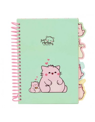 Safta Pembe The Pink Cat Bloc de Notas A5 - Tapas Duras - 80 Hojas - Gramaje 80g m2 - Incluye 4 Separadores - 148x210mm -