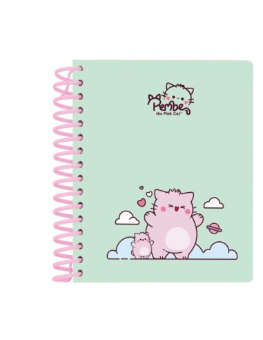 Safta Pembe The Pink Cat Bloc de Notas A6 - Tapas Duras - 120 Hojas - Gramaje 80g m2 - 118x146mm - Color Menta