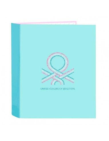 Safta Benetton Dolce Carpeta con 4 Anillas 40mm - Tapas Duras Forradas - Formato Folio - 270x60x330mm - Color Turquesa