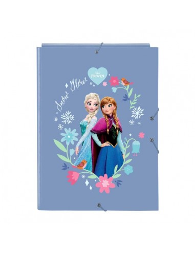 Safta Frozen Carpeta con 3 Solapas - Tapas Duras Forradas - Formato Folio - Cierre con Gomas - Durabilidad y Proteccion -