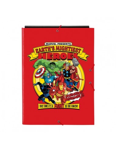 Safta Avengers Carpeta con 3 Solapas - Tapas Duras Forradas - Formato Folio - Cierre con Gomas - 260x25x335mm - Color Rojo