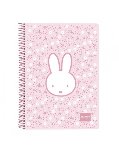 Safta Miffy Flores Cuaderno Espiral - Formato Cuarto - 80 Hojas Cuadriculado 4x4mm - Papel 80g m2 - Tapas Duras -