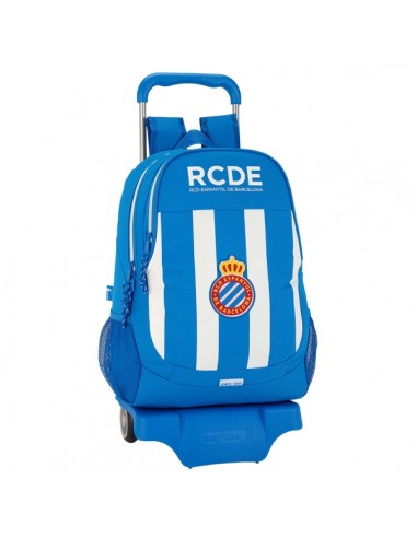 Safta RCD Espanyol Mochila con Carro - Portabotellas - Dos Compartimentos - Tirador Doble - Hombreras y Espalda Acolchadas -