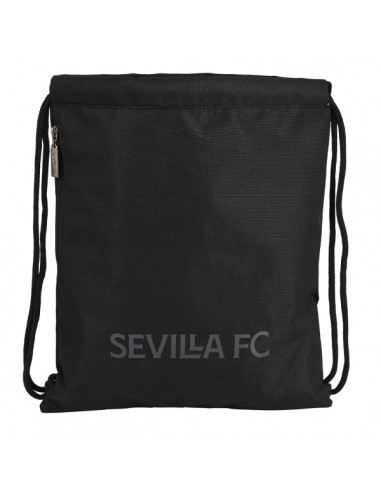 Safta Sevilla FC Teen Saco Plano - Bolsillo con Cremallera - Cierre con Cordones - 5L - Ligero y Compacto - 350x10x400mm -