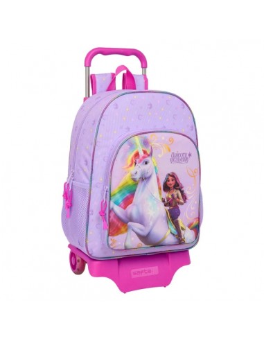 Safta Unicorn Academy Mochila con Carro - Portabotellas - Tirador Doble - Hombreras Ergonomicas - Mochila Extraible - Ruedas
