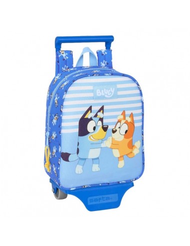 Safta Bluey Let'S Play Mochila con Carro - Tarjeta ID - Asa Superior - Mochila Extraible - Carro Resistente - 6L -