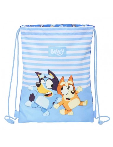 Safta Bluey Let'S Play Saco Plano - Bolsillo con Cremallera - Cierre con Cordones - 3L - 260x10x340mm - Color Azul