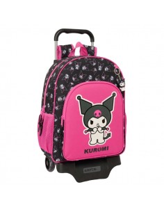Safta Kuromi Mochila con Carro - Portabotellas - Doble Tirador - Ergonomia Acolchada - Mochila Extraible - Ruedas de Goma -
